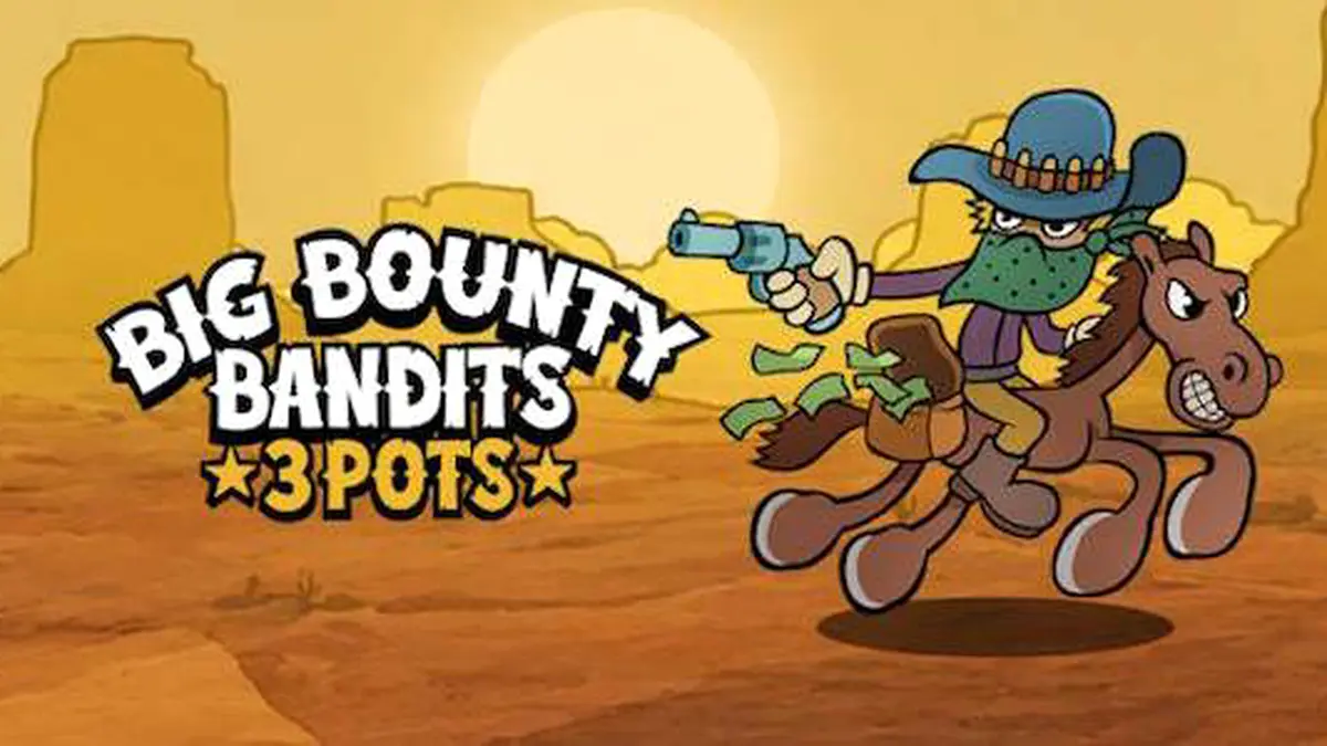 Tampilan antarmuka mobile game slot Big Bounty Bandits: 3 Pots