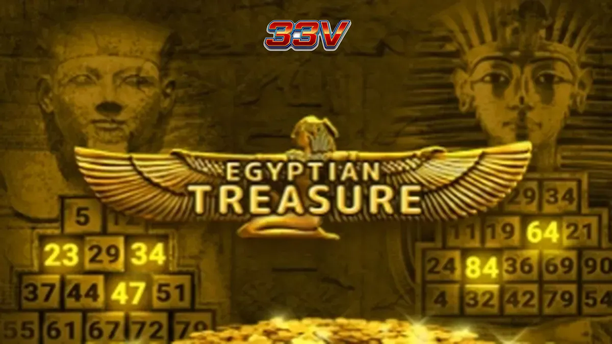 Tampilan layar permainan slot Egyptian Treasure dengan latar belakang Mesir Kuno